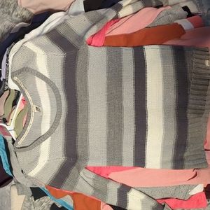 ROXY Striped Crew Neck Knit Pullover Sweater